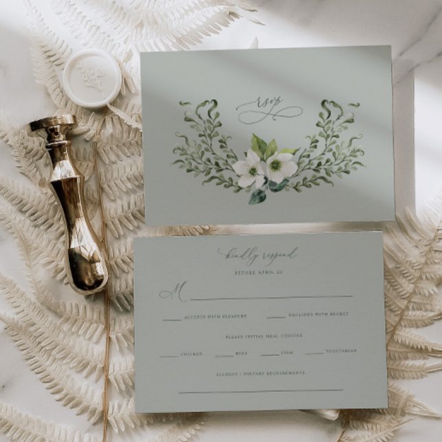 Sage Garden Wedding RSVP Response Enclosure Card (Creator Uploaded)