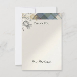 Sage Geometric Floral Wedding Thank You Card