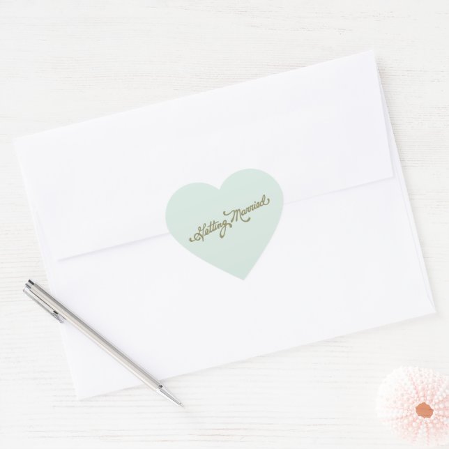 Sage Getting Married Font Wedding  Heart Sticker (Envelope)