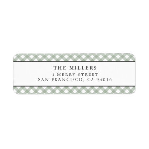 Sage Gingham Birth Announcement Address Labels