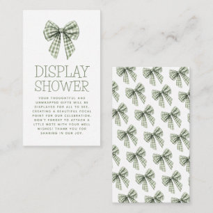 Sage Gingham Bow Picnic Baby Display Shower Enclosure Card