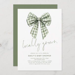 Sage Gingham Coquette Locally Grown Baby Shower  Invitation