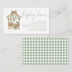 Sage Gingham Farmers Market Display Baby Shower Enclosure Card