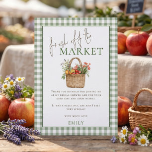 Sage Gingham Market Bridal Shower Thank You Card