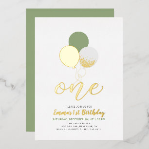 Sage & Gold Balloons   One 1st Girl Birthday Party