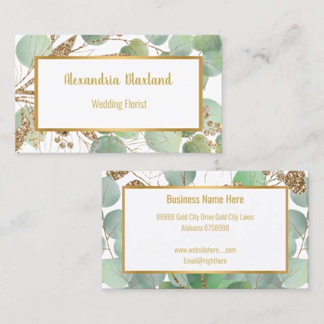 SAGE GOLD BOTANICAL BUSINESS CARD (Front/Back)