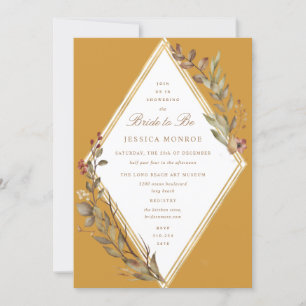 Sage Gold Diamond Fall Season Bridal Shower Invita Invitation