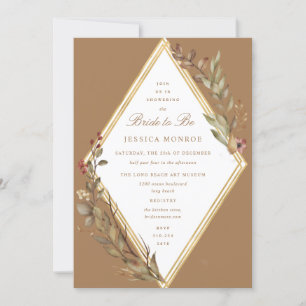Sage Gold Diamond Fall Season Bridal Shower Invitation