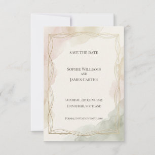 Sage Gold Diamond Save the Date Card