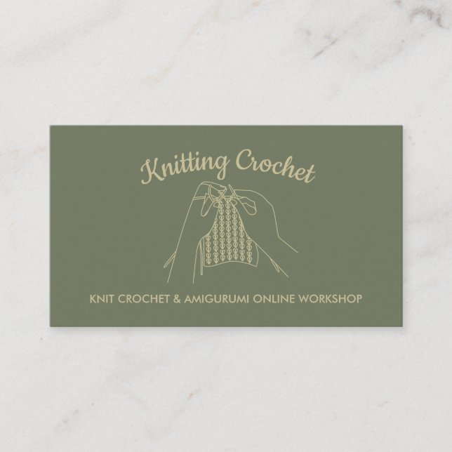 Sage Gold Handmade Hobby Amigurumi Crochet Knit Business Card (Front)