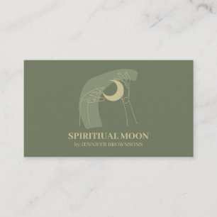 Sage Gold Hands Moon Energy Healing Reiki Business Card
