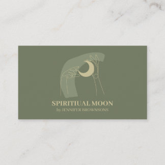 Sage Gold Hands Moon Energy Healing Reiki Business Card