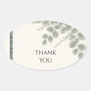 Sage Gold Leaf Thank You Sticker