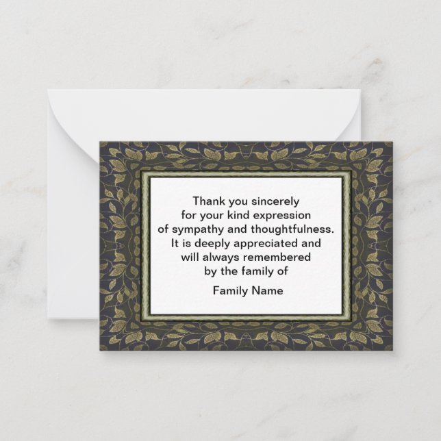 Sage Gold Leaves Flowers Thank You Cards (Front)