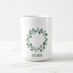 Sage & Gold Minimalist Botanical Wreath Scandi Hol Coffee Mug