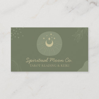Sage Gold Moon Stars Spiritual Reiki Business Card