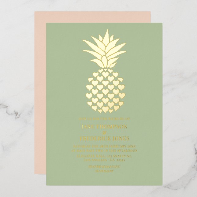 Sage & Gold Tropical Pineapple Wedding (Front/Back)