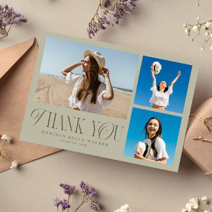 Sage Graduation Thank You Elegant Photo Collage