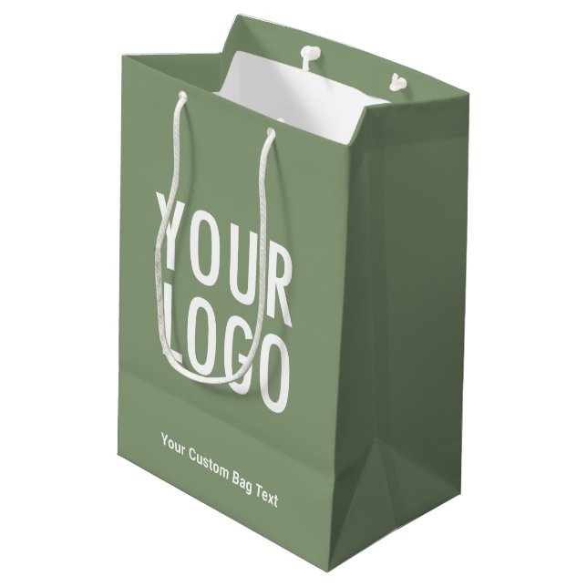 Sage Green 10 inch Gift Bag Company Logo Medium (Back Angled)