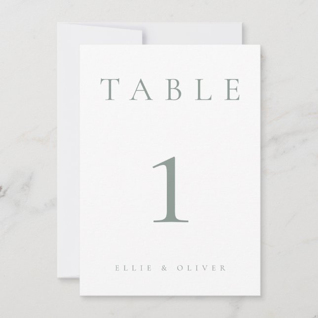 Sage Green 1 Wedding/Event Table Number (Front)