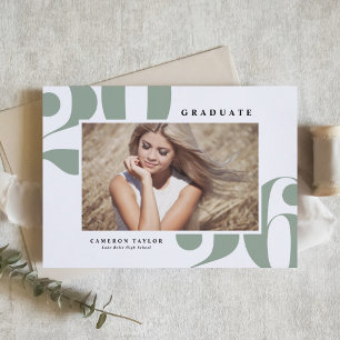 Sage Green 2025 Bold Typography Photo Graduation Invitation