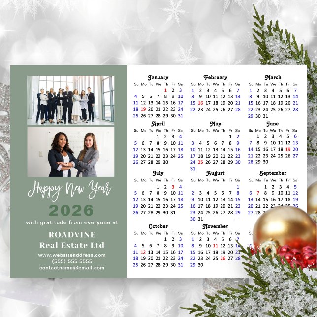 Sage Green 2026 Calendar Modern Corporate Magnetic (Creator Uploaded)