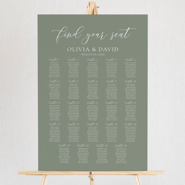 Sage Green 24 Tables Find Your Seat Seating Chart (Creator Uploaded)