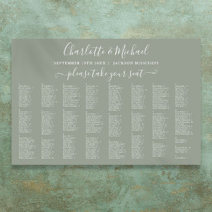 Sage Green 300 Names Wedding Seating Chart