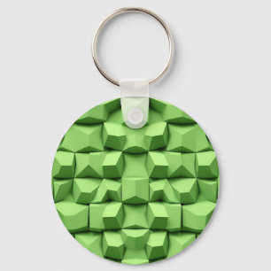 Sage Green 3D Geometric Cube Pattern Key Ring