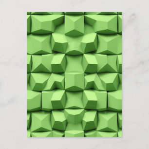 Sage Green 3D Geometric Cube Pattern Postcard