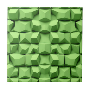 Sage Green 3D Geometric Cube Pattern Tile