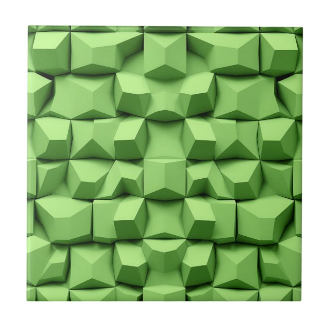 Sage Green 3D Geometric Cube Pattern Tile (Front)