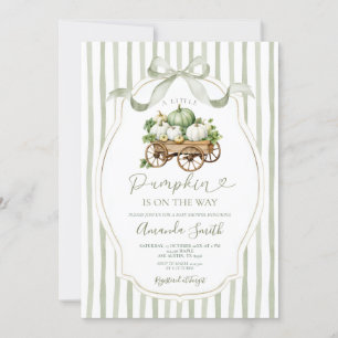 Sage Green A Little Pumpkin Baby Shower Invitation