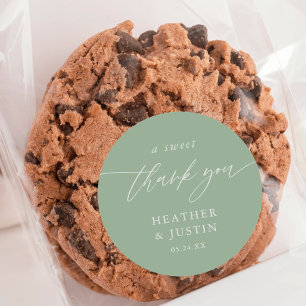 Sage Green A Sweet Thank You Wedding Favour Classic Round Sticker