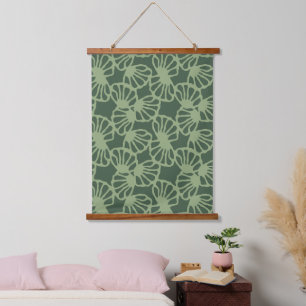Sage Green Abstract Coral Floral Seamless Pattern Hanging Tapestry