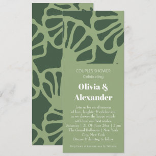 Sage Green Abstract Coral Floral Seamless Pattern Invitation