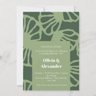 Sage Green Abstract Coral Floral Seamless Pattern Invitation