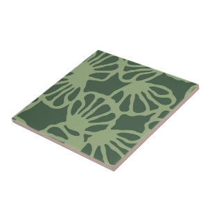 Sage Green Abstract Coral Floral Seamless Pattern Tile