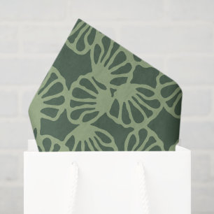 Sage Green Abstract Coral Floral Seamless Pattern Tissue Paper