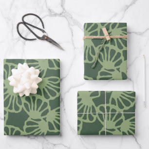 Sage Green Abstract Coral Floral Seamless Pattern Wrapping Paper Sheet