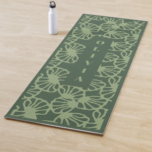 Sage Green Abstract Coral Floral Seamless Pattern Yoga Mat