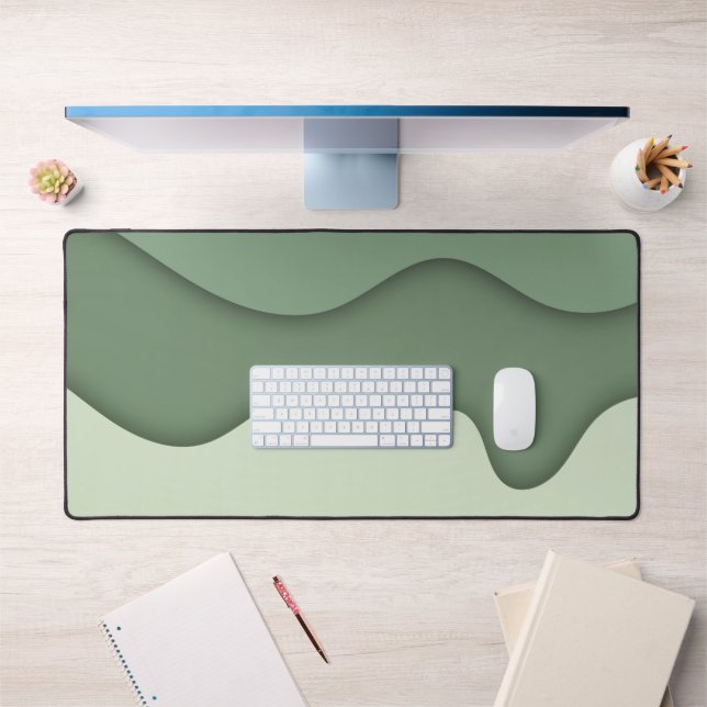 Sage Green Abstract Wave Pattern  Desk Mat (Office 1)