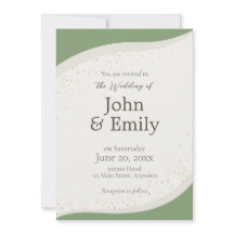 Sage Green Abstract Wedding Invitation