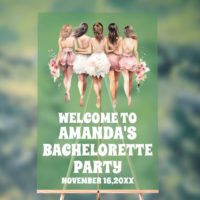Sage Green Acrylic Bachelorette Welcome Sign (Neutral)
