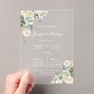 Sage green acrylic wedding  acrylic invitations