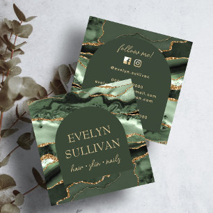 Sage green agate and arch business card