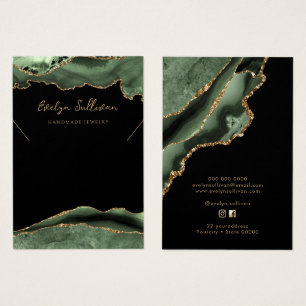 sage green agate necklace display card