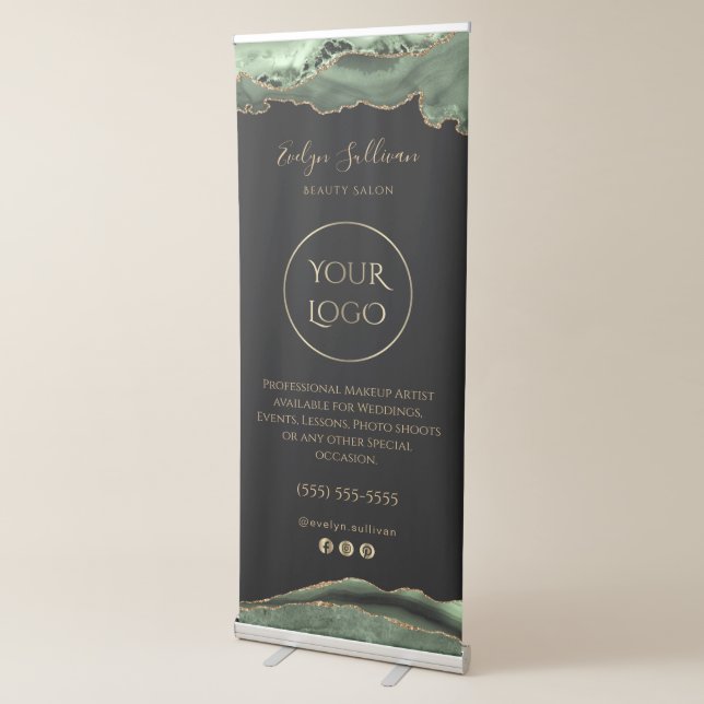 Sage green agate retractable banner (3/4)