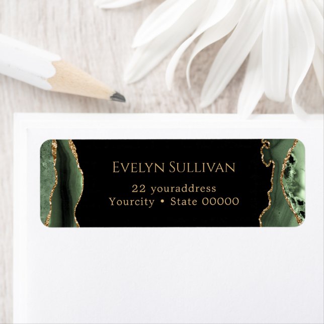 sage green agate return address label (Insitu)