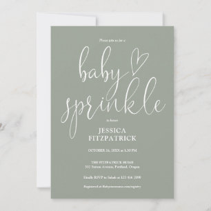 Sage Green All In One QR Code Baby Sprinkle Shower Invitation